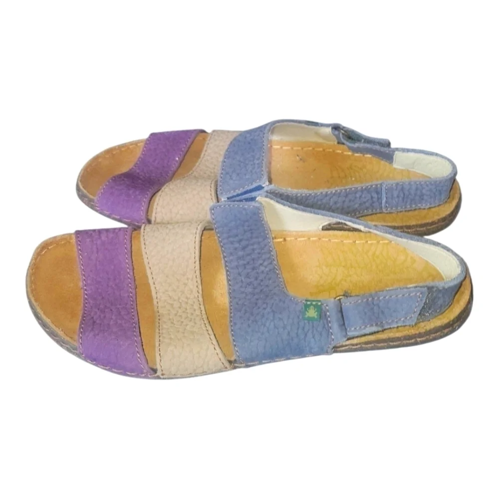 El Naturalista Multi Color Velcro Eco Friendly Leather Strappy Sandals Sz 42 - Picture 3 of 10